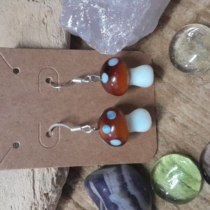 Glass mushroom earrings